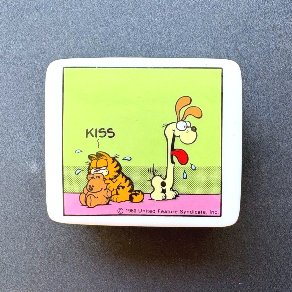Vintage 1980 Garfield Odie Ceramic Trinket Box Enesco Jim Davis E-7412 Pooky